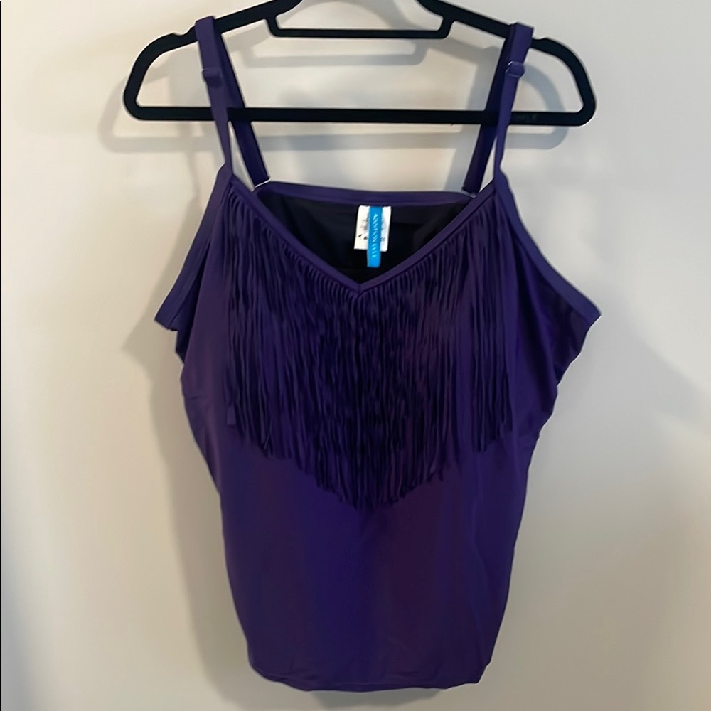 Purple Fringe Women's Bathing Suit Top
